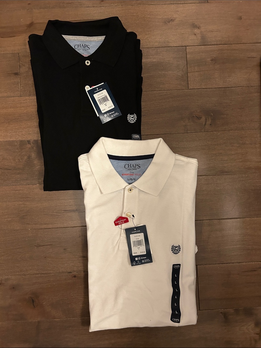 Chaps Men’s Polo Shirt Bundle Lot in Black & White